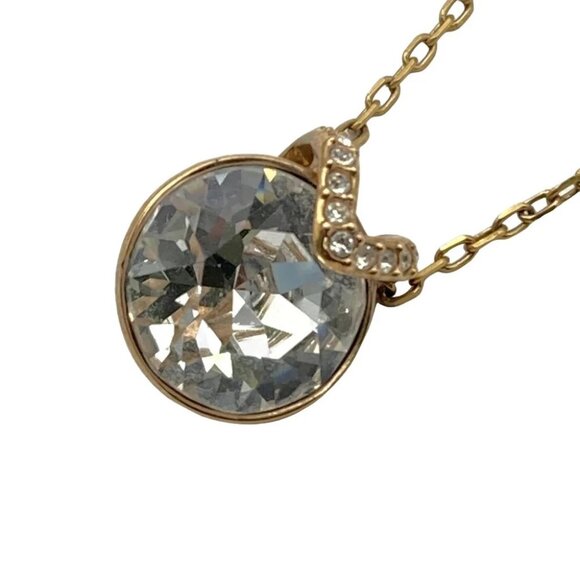 Auth SWAROVSKI - Gold Clear Hardware Swarovski Crystal Necklace - Picture 1 of 4